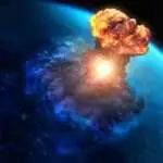 Nuclear bomb or asteroid impact creates a nuke mushroom