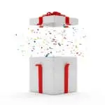 Opened Gift Box with Confetti inside over white background